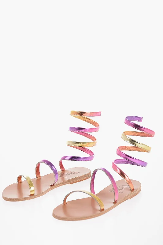 Crazy Price Slashing Ancient greek sandals Laminated Effect Leather Gladiator Sandals 36 Shoes EU