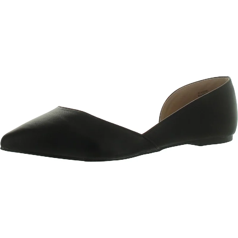 Womens Faux Leather Pointed Toe Ballet Flats