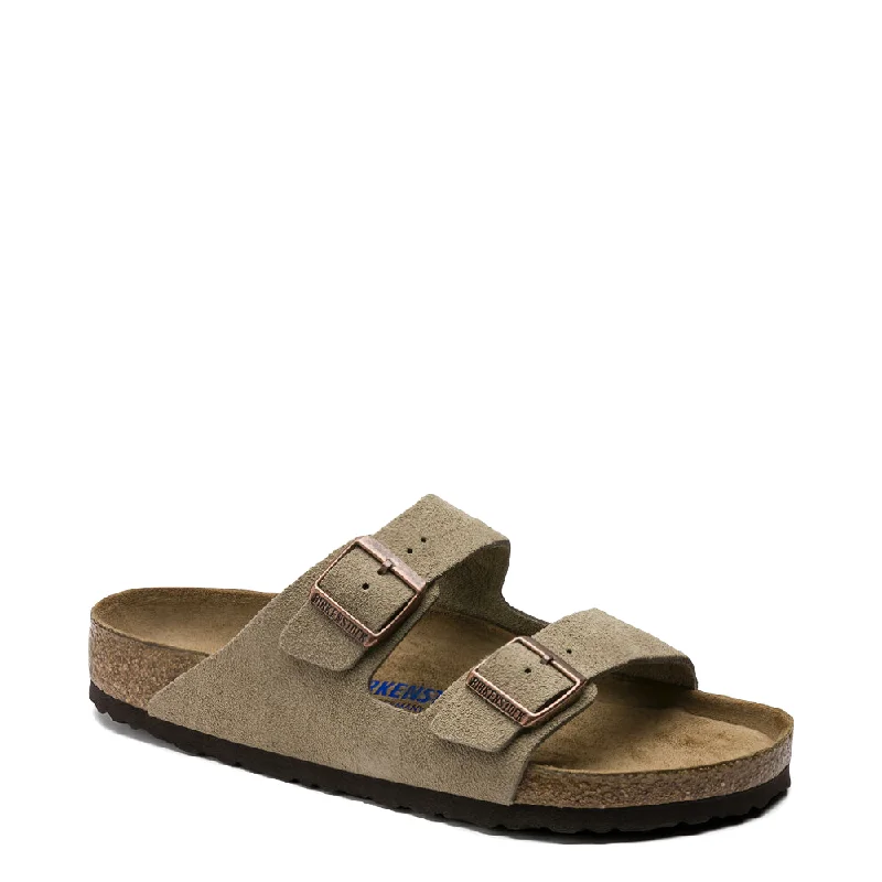 Ends Soon Birkenstock Arizona Suede Soft Footbed Sandal in Taupe