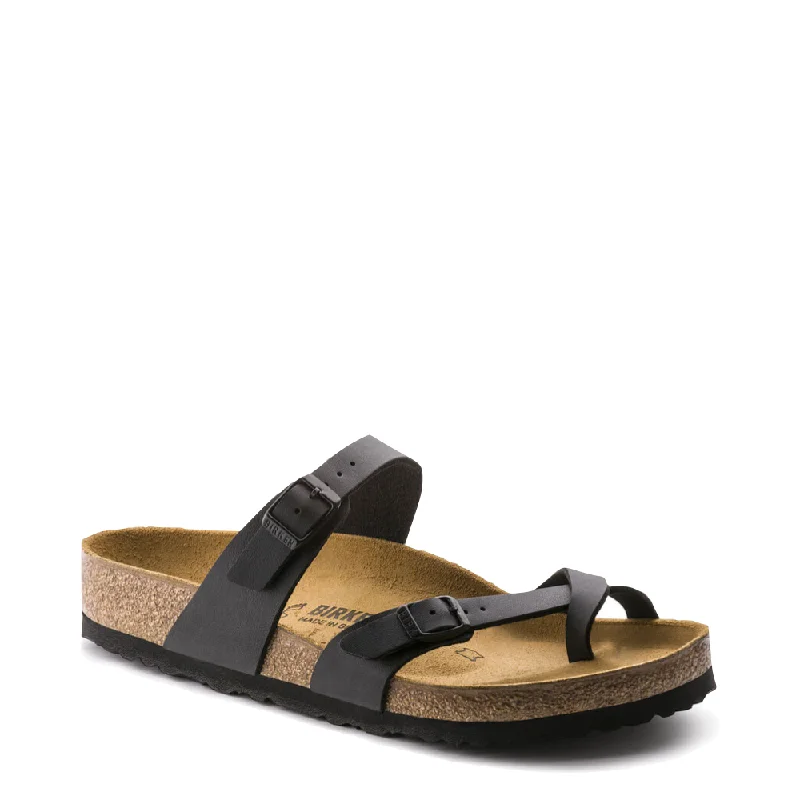 Feminine Luxe Style Sale Birkenstock Women's Mayari Birko-Flor Toe Loop Sandal in Black Feminine Luxe Style Sale Birkenstock Women's Mayari Birko-Flor Toe Loop Sandal in Black
