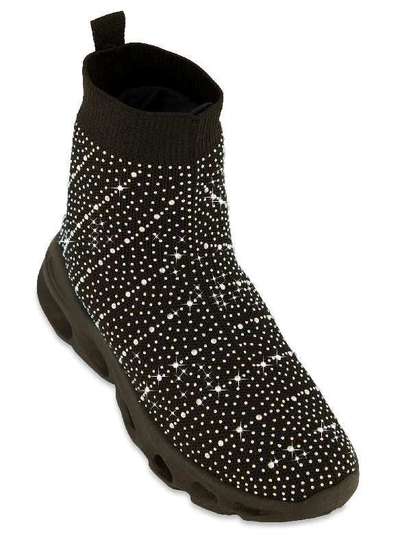 Mega Sale Rhinestone Slip On High Top Sneakers
