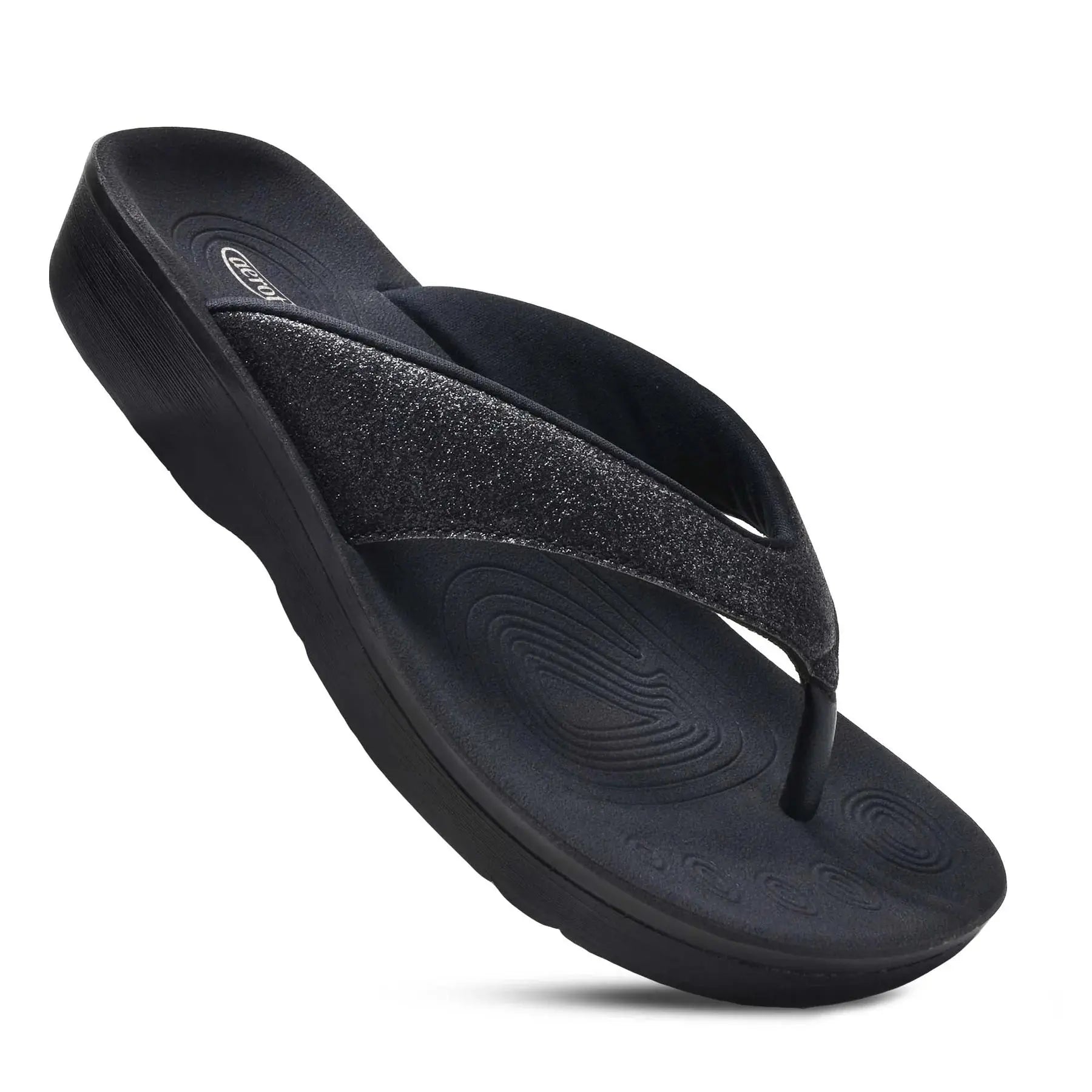 Affordable Luxury Fashion Crystal Mist Women's Orthotic Flip Flop - Black