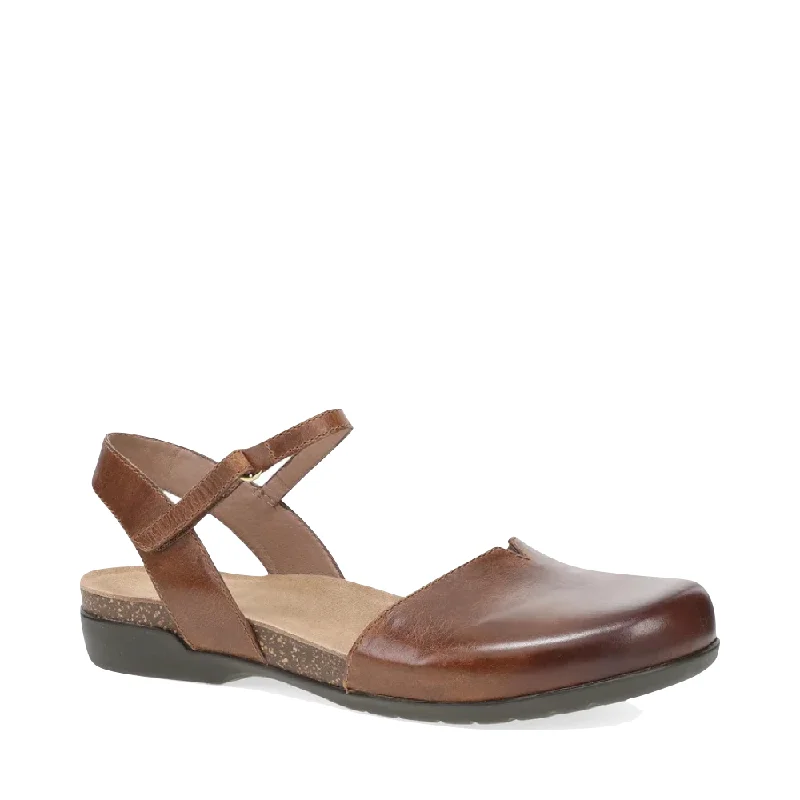 Seize Bargains Dansko Women's Rowan Closed Toe Sandal in Tan Waxy Leather