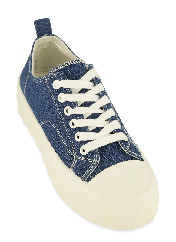 Stylish Looks Canvas Lace Up Platform Sneakers