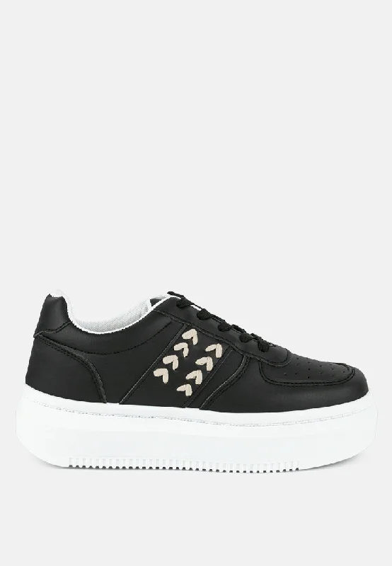 Outdoor Shoes Sale Monigue Faux Leather Cross Stitch Detail Sneakers