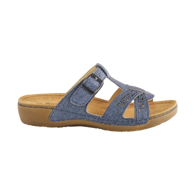Massive Savings Flexus Women's Nery Jeans Slide Sandals - Navy