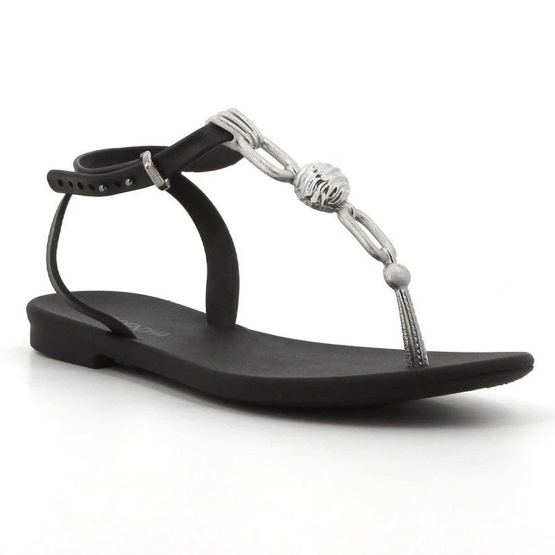 Grendha Slingback Sandals with Trim - Black