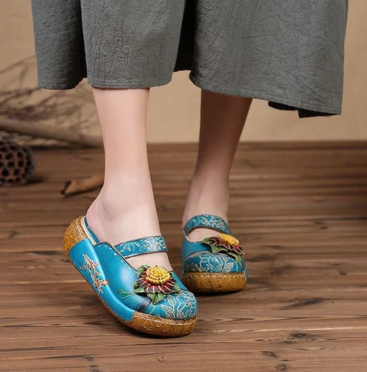 Versatile Shoes Promotion Handmade Flower Genuine Leather Slides Flip Flop Slippers for women Versatile Shoes Promotion Handmade Flower Genuine Leather Slides Flip Flop Slippers for women