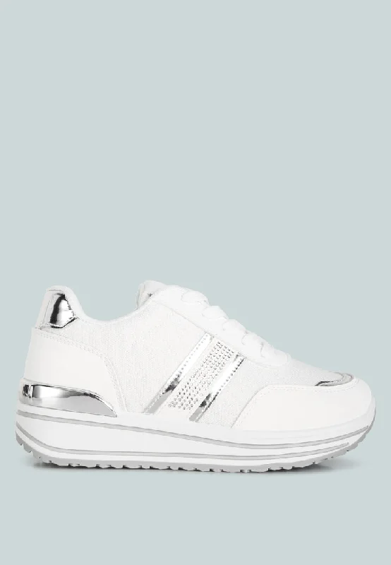 Must-Have Boots Sale Mailys Metallic Panel Platform Sneakers