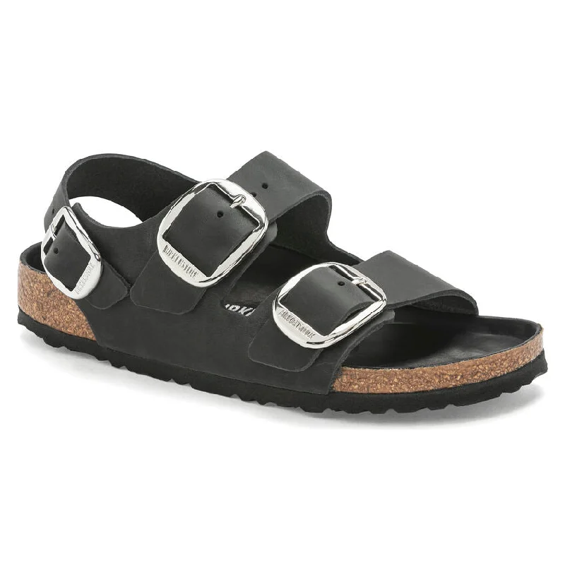 Affordable Trendy Fashion Birkenstock Milano Big Buckle Black Oiled Women's