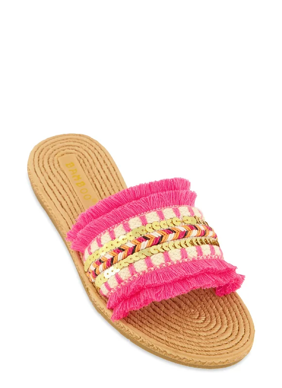 Massive Selection Sale Sequin Fringe Slide Sandals