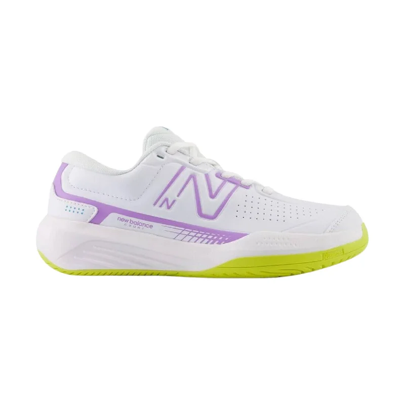 Trendy Footwear Sale New Balance Women's 696v5 Court Tennis Shoes - White/Purple Fade