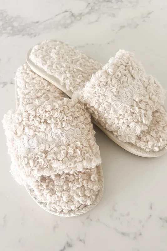 Casual Slip-Ons Promotion Nightly Sherpa Slipper Beige White