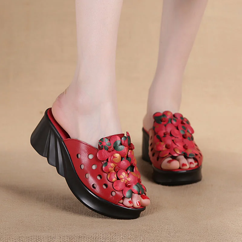 Women's Flats Sale Retro Genuine Leather Summer Platform Heel High Slippers for Women Women's Flats Sale Retro Genuine Leather Summer Platform Heel High Slippers for Women