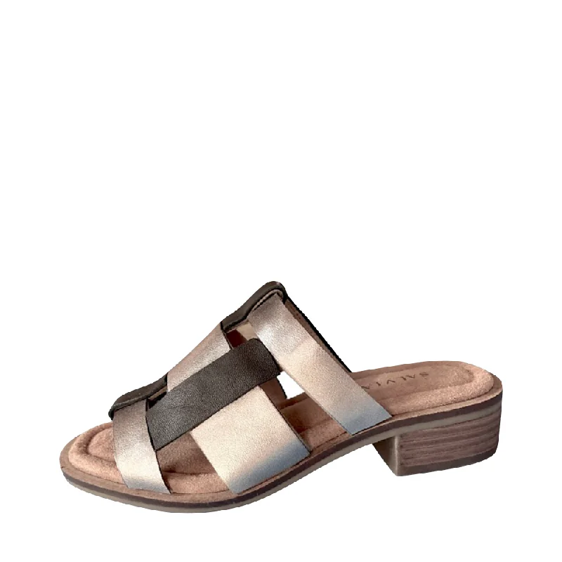 Spring Offer Salvia Women's Mimi Heeled Slide Sandal in Black/Pewter