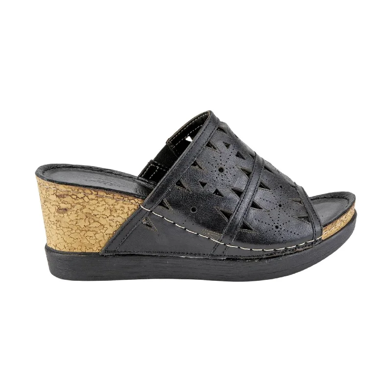 Comfortable Chic Spring Step Women's Fusawedge Sandals - Black