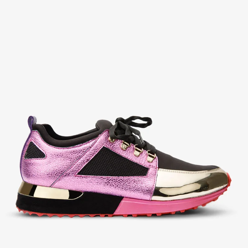 Trendy Outdoor Casual Shoes The Emir Fuchsia Leather Women Sneaker