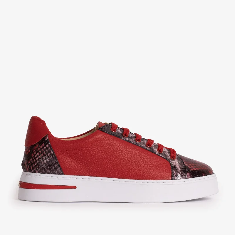Business Casual Shoes Discount The Burano Red Leather Women Sneaker