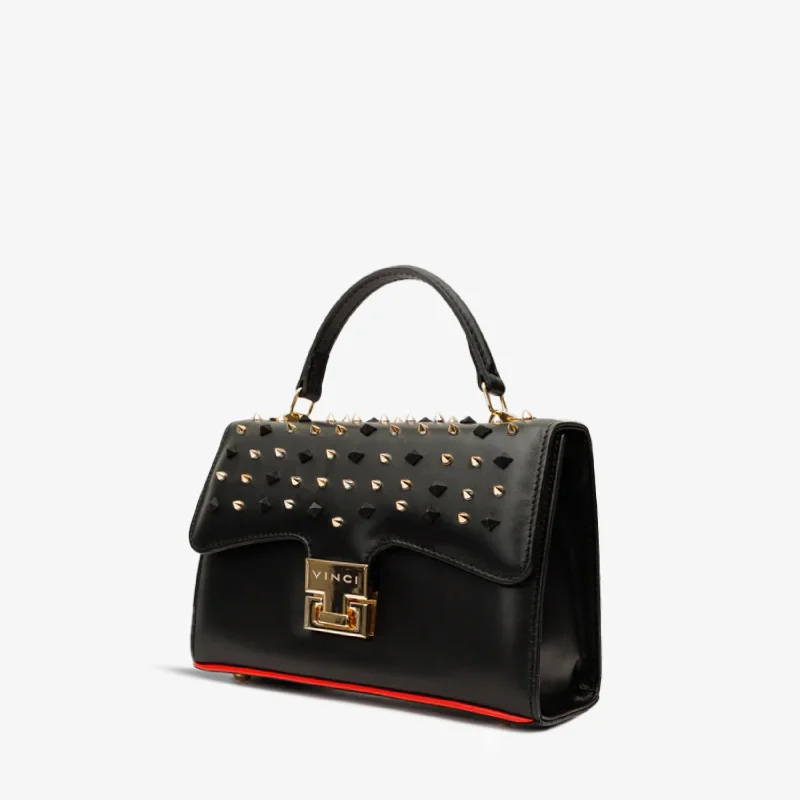 Trendy Footwear Sale The Infanta Black Spike Leather Handbag