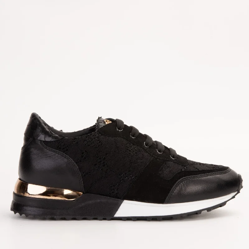 Comfortable Office Shoes The Noir Black Leather Women Sneaker