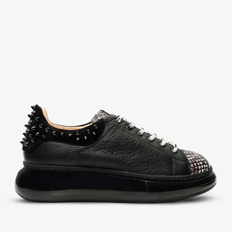 Elegant Evening Shoes Deal The Venezia Black Leather Women Sneaker
