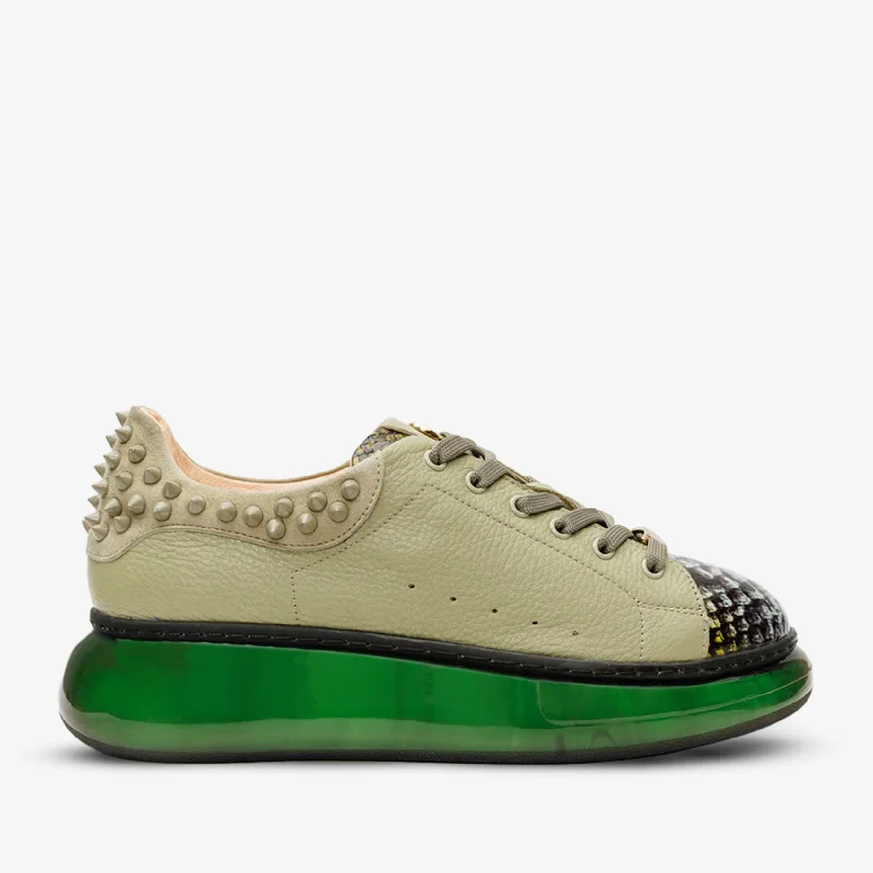 Statement Footwear Discount The Venezia Green Leather Women Sneaker