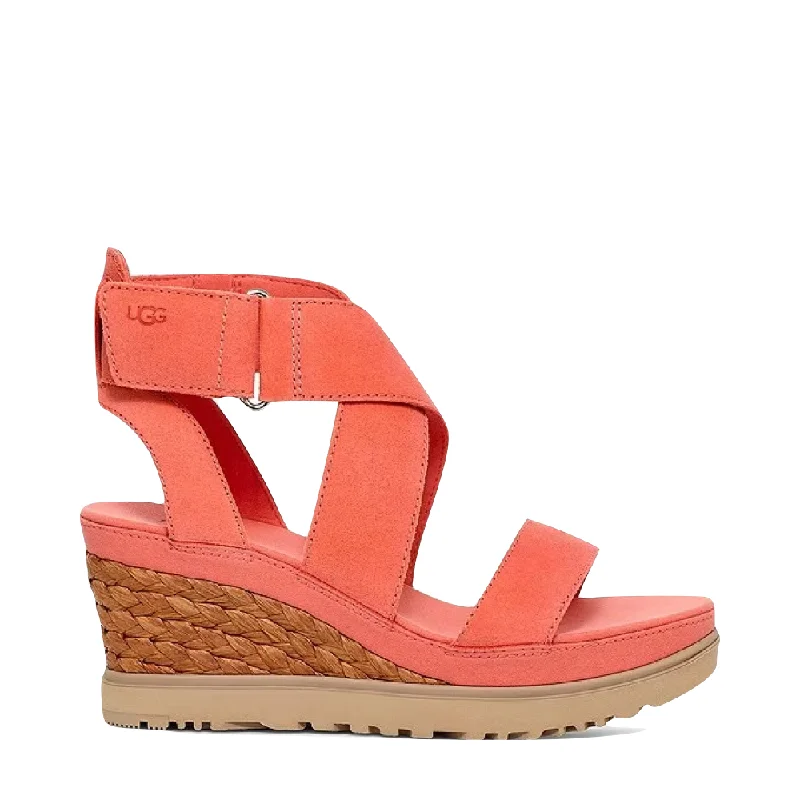 Seasonal Trends Ugg Women's Ileana Ankle Wedge Sandal in Vibrant Coral