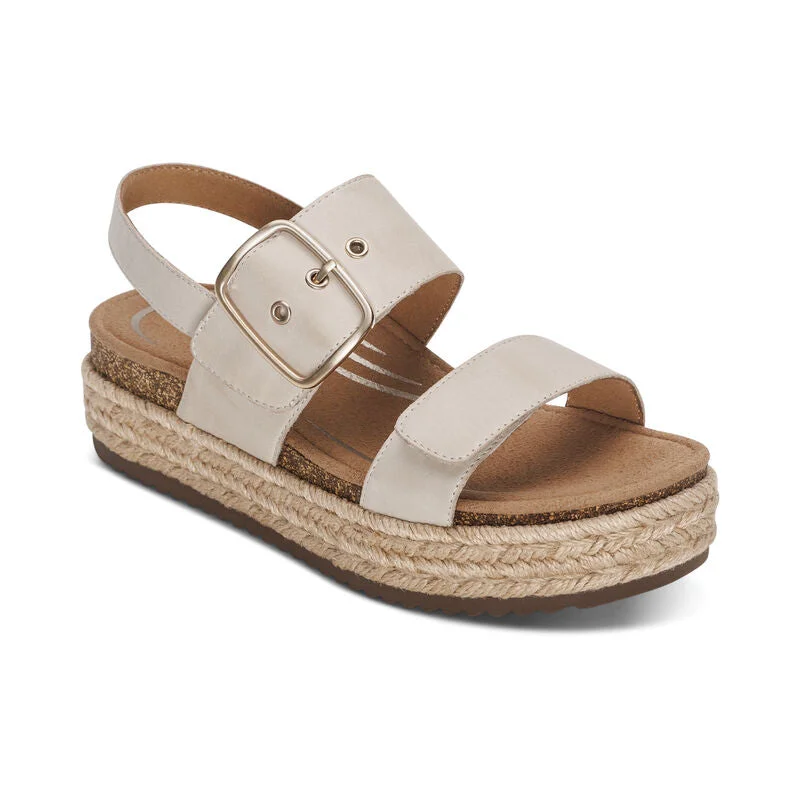 Gift Ideas Aetrex Vania Platform Cream Women's Sandal