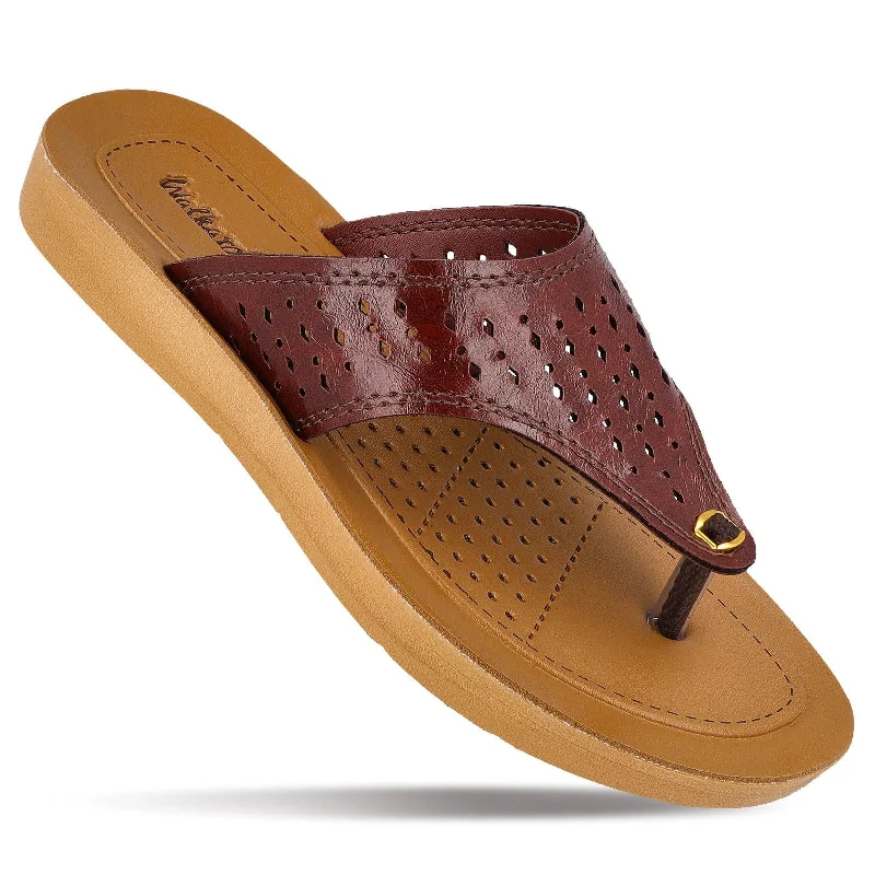 Fashion Essentials Walkaroo Womens Solid Thong Sandals  - 13733 Brown
