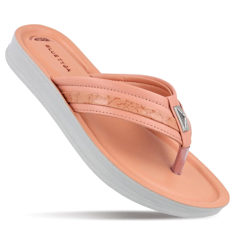 Formal Shoes Clearance Blue Tyga Womens Textured Thong Sandals  - BT2013 Peach
