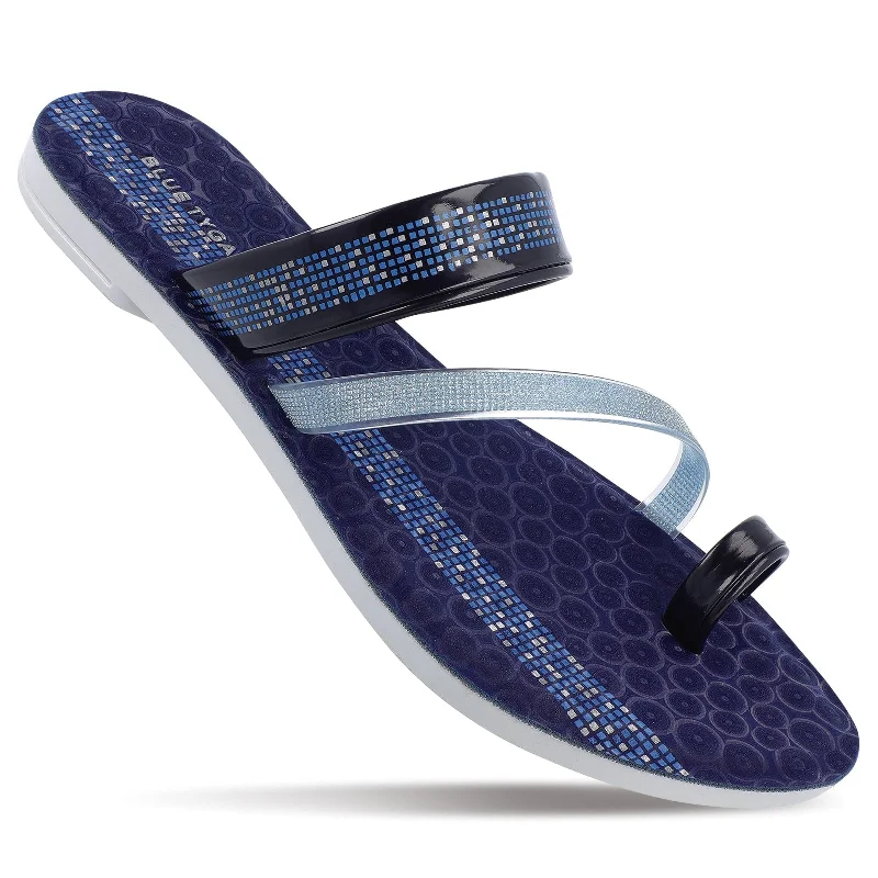 Statement Casual Shoes Blue Tyga Womens Cross Strap Slide Sandals  - BT2303 Blue