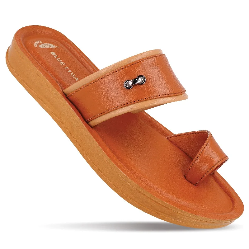 Water-Resistant Shoes Sale Blue Tyga Womens Toe-Ring Slide Sandal  - BT2320 Tan