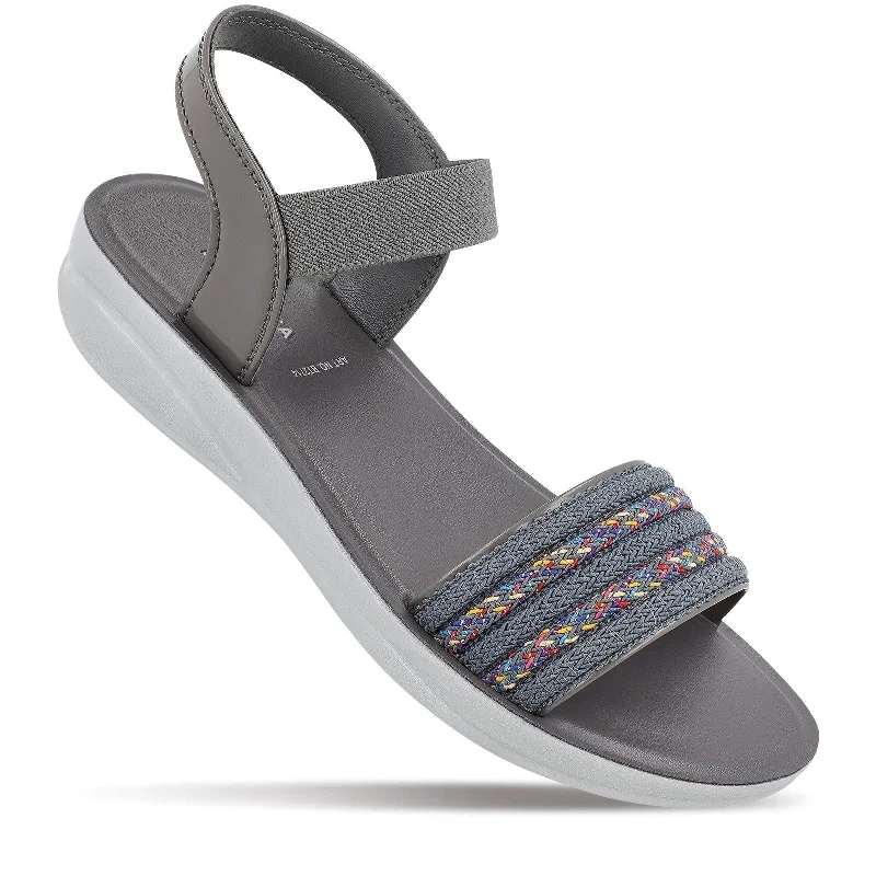 Lightweight Shoes Blue Tyga Womens Ankle Strap Heel Sandal  - BT2714 Grey