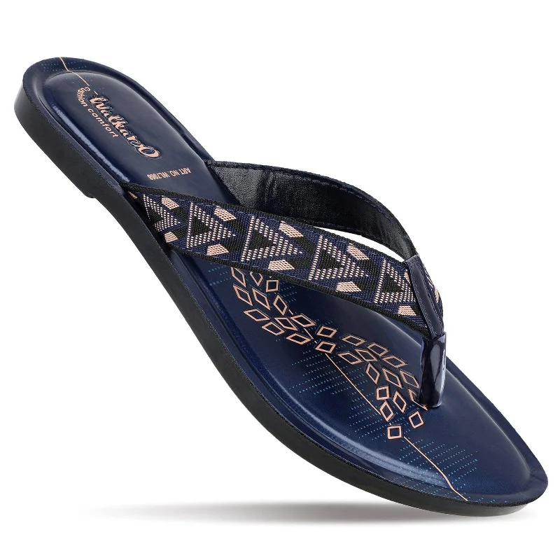 Ultra-Light Footwear Sale Walkaroo Womens Printed Thong Sandals  - WL7068 Blue