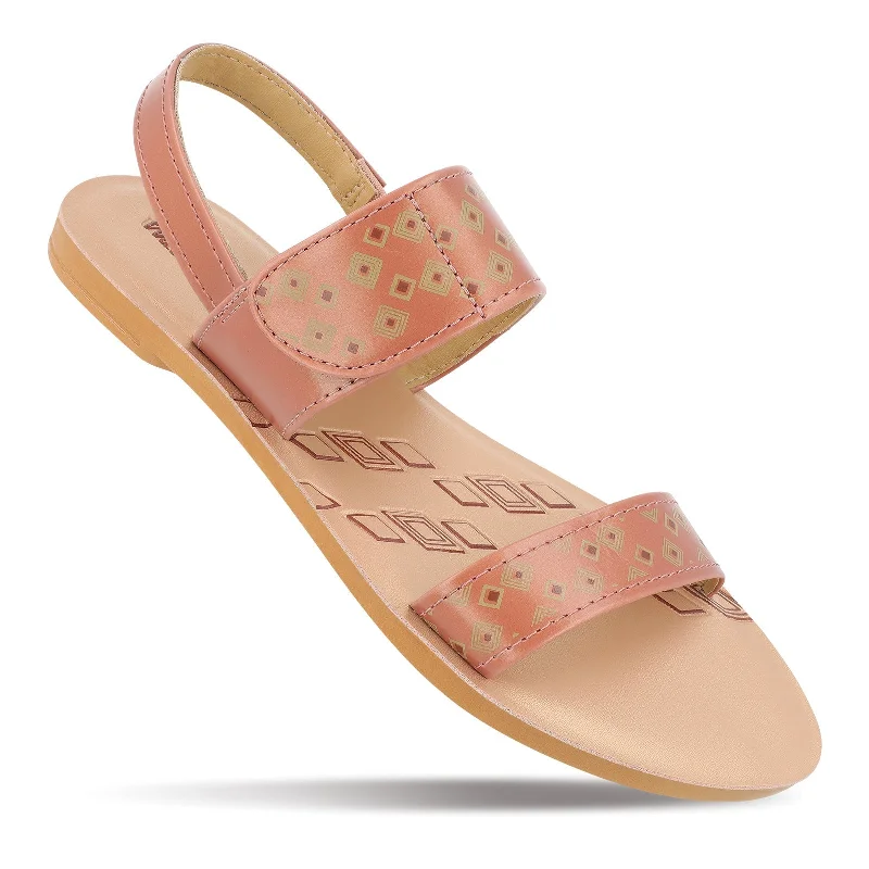 Non-Slip Shoes Walkaroo Womens Ankle Strap Flat Sandal  - WL7802 Peach