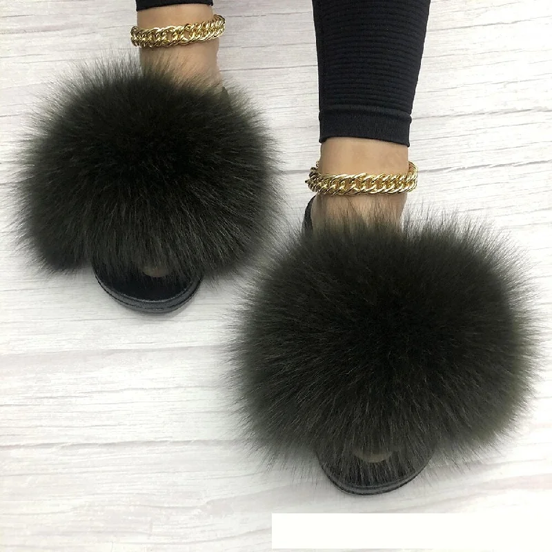 Best Women's Shoe Deals Women's Army Green Summer Sexy Fox Fur Fluffy House Slippers Best Women's Shoe Deals Women's Army Green Summer Sexy Fox Fur Fluffy House Slippers