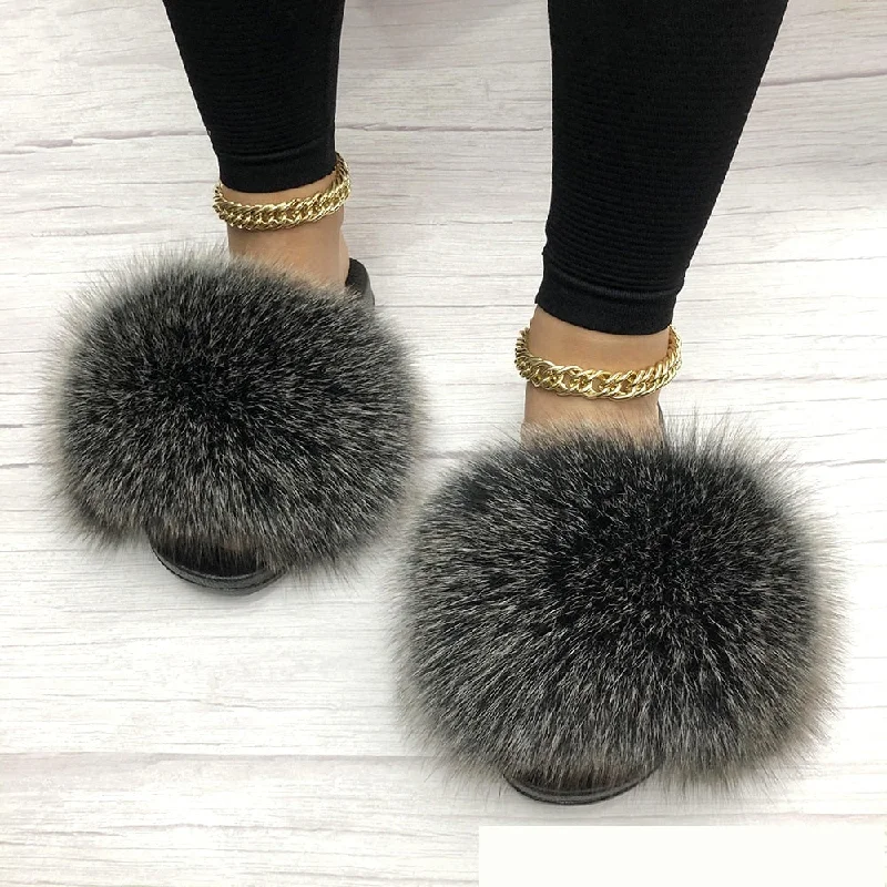 Women's Designer Boots Women's Black Frost Summer Sexy Fox Big Fur Fluffy House Slippers Women's Designer Boots Women's Black Frost Summer Sexy Fox Big Fur Fluffy House Slippers