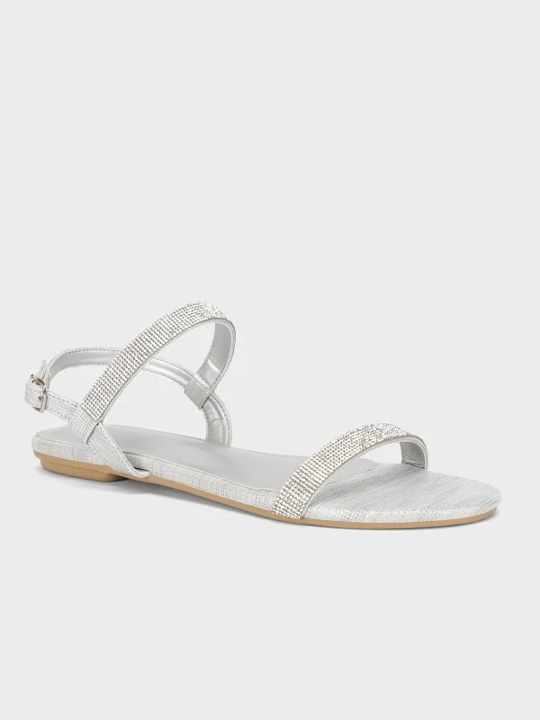 Women's "COACHI" Shimmer Flat Sandals