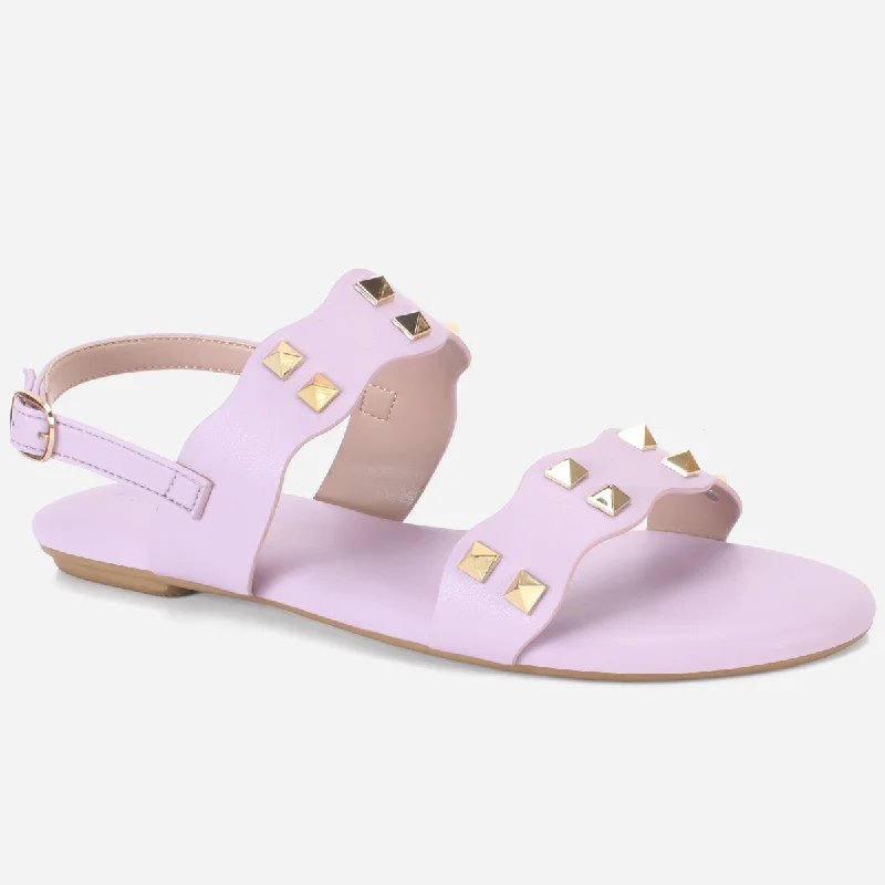 Womens "MAEY" Flat Stud Detailing Summer Sandals