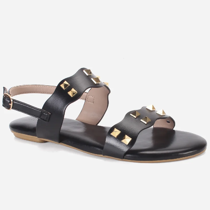 Womens "MAEY" Flat Stud Detailing Summer Sandals