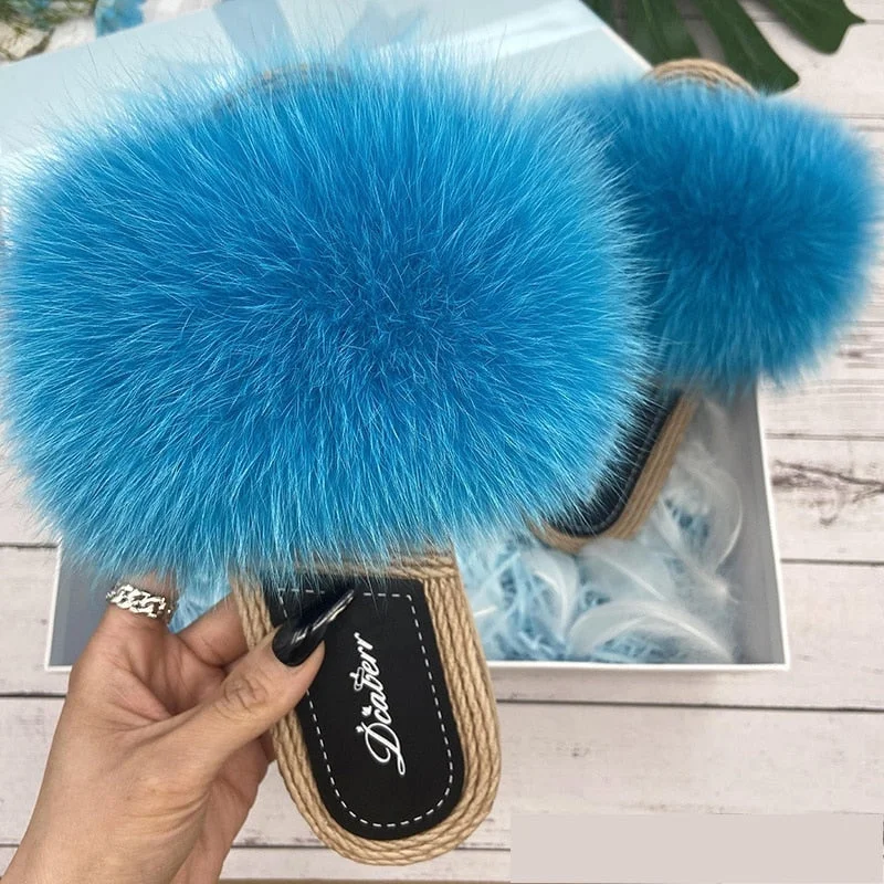Soft Sole Shoes Discount Women's Natural Raccoon Synthetic Fur Flat Flip Flop Straw House Slippers Soft Sole Shoes Discount Women's Natural Raccoon Synthetic Fur Flat Flip Flop Straw House Slippers